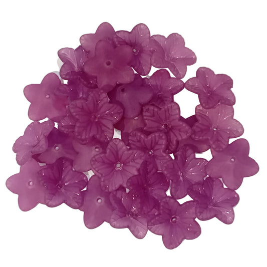 30pc 18mm Purple Acrylic Flower Beads