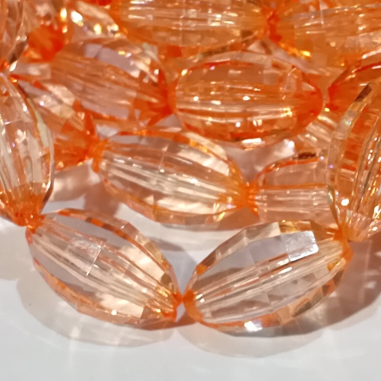 20mm Oval Peach Faceted Acrylic Beads