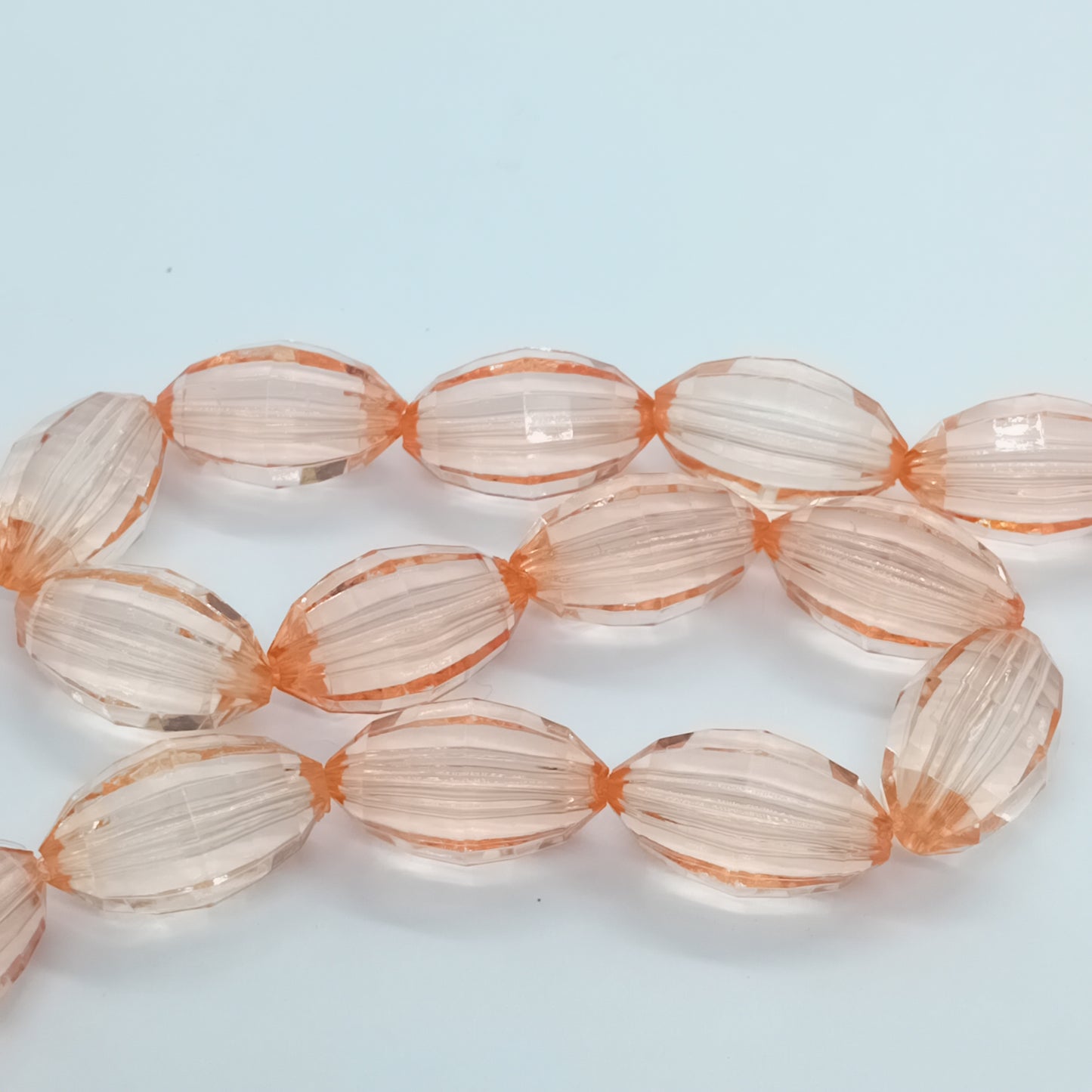 20mm Oval Peach Faceted Acrylic Beads