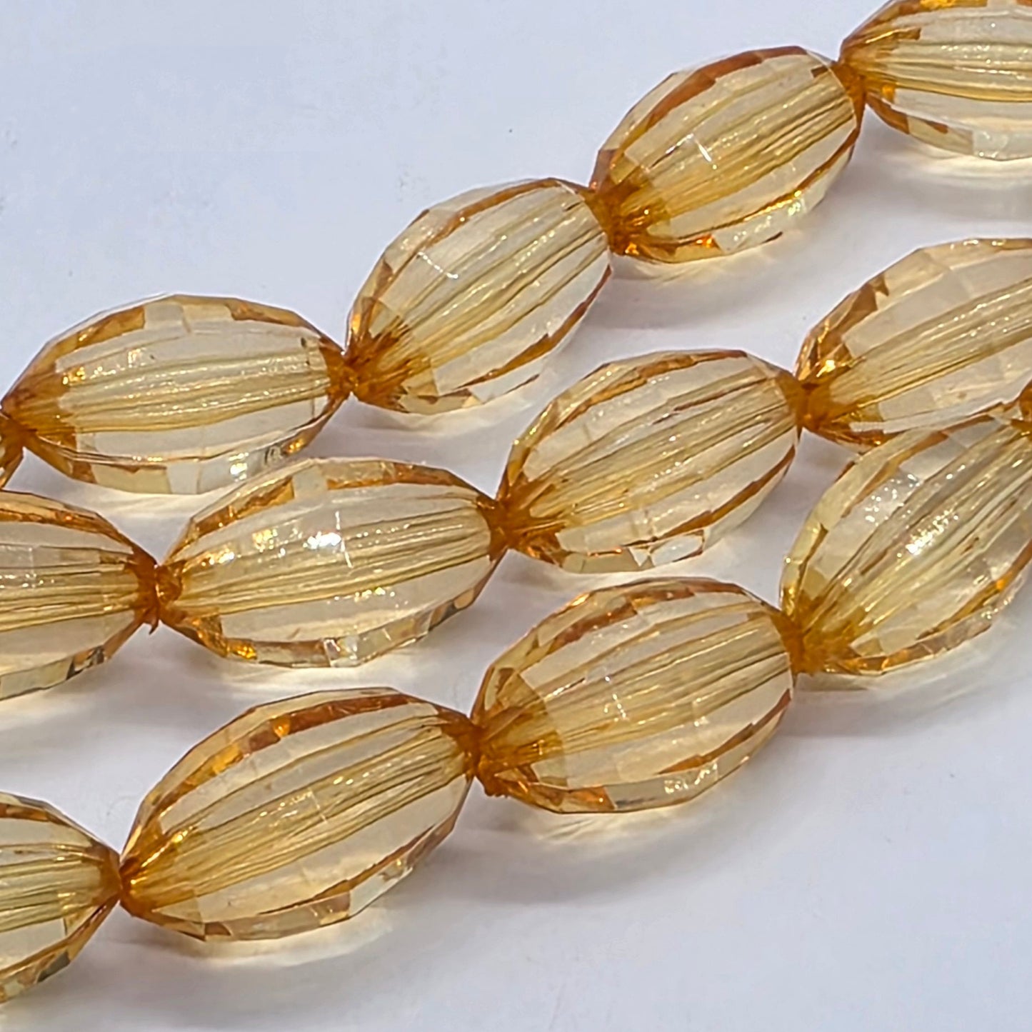 20mm Oval Dark Orange Faceted Acrylic Beads