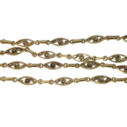 1m Dark Gold Fancy Link Chain With Roses