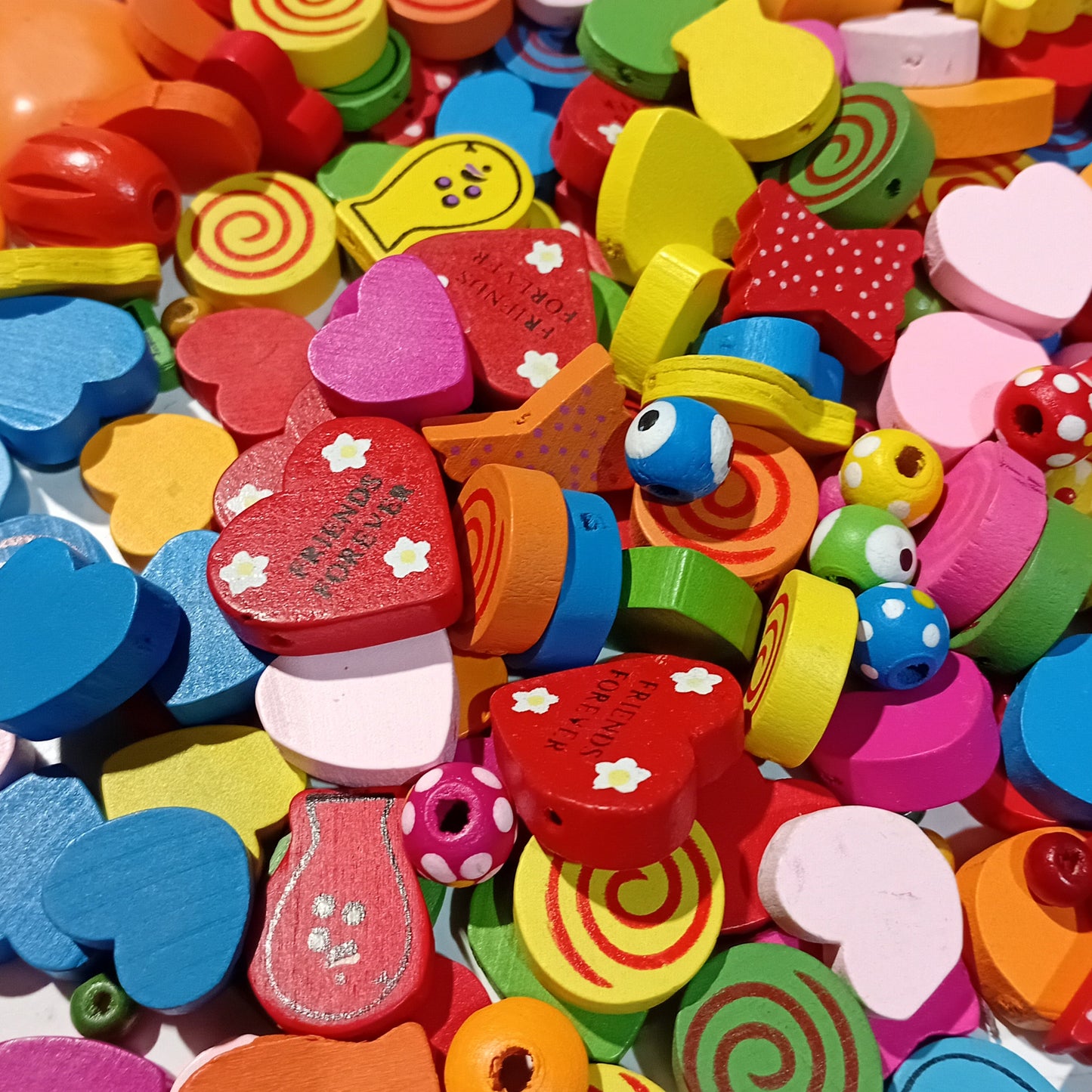 Large Bag Of Colorful Wooden Beads