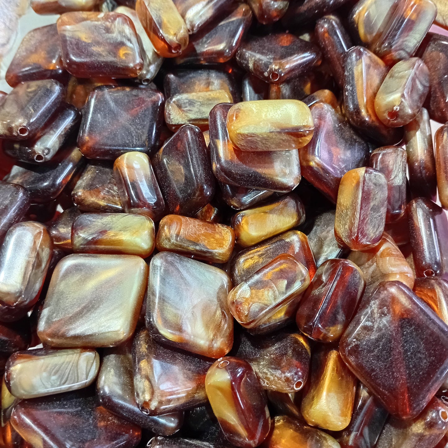 50pc Glossy Amber & Brown Mixed Acrylic Beads