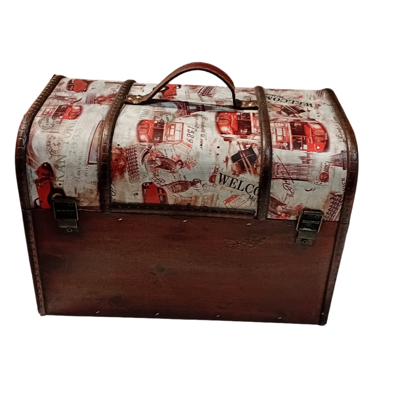 Extra Large Wooden Chest With Travel Picture Design