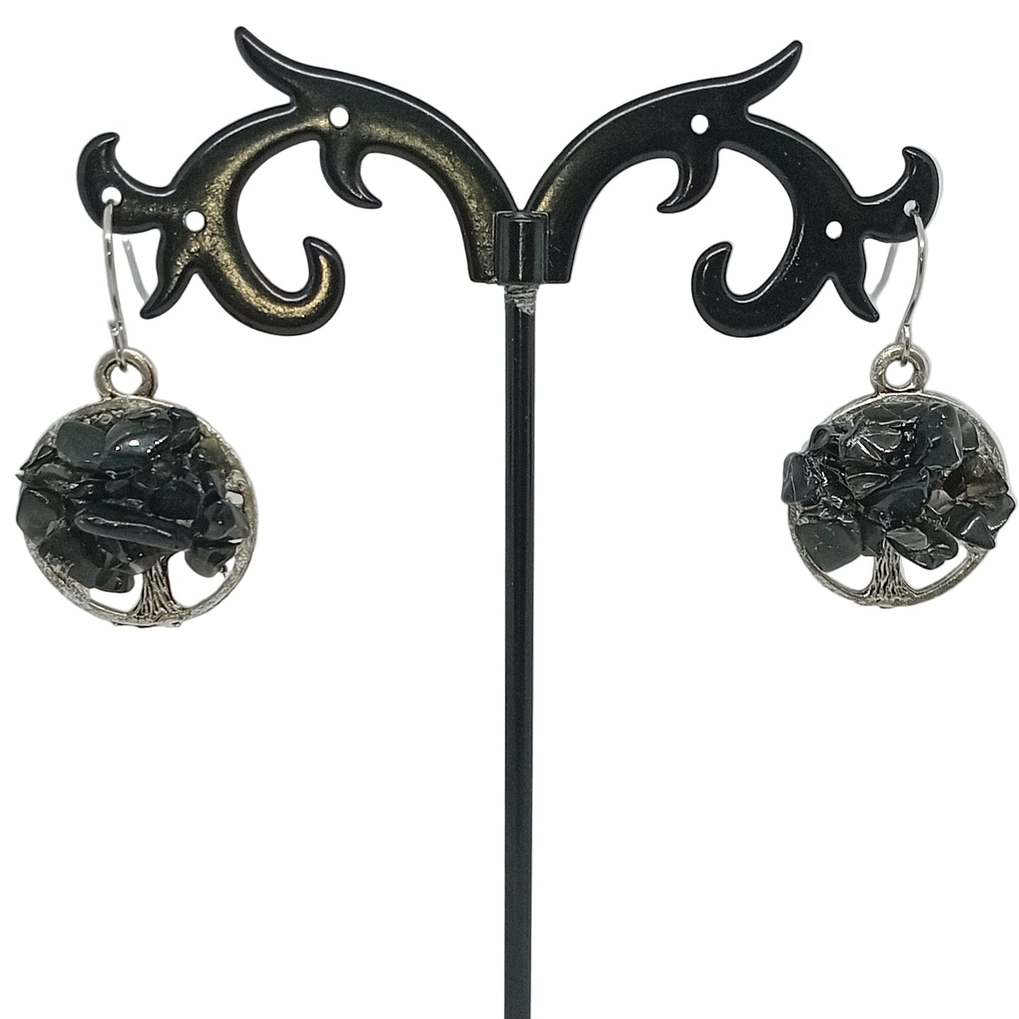 Obsidian Tree Of Life Earrings