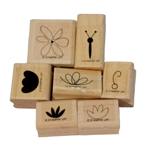 SALE! 7pc Floral Wooden Rubber Stamp Pack
