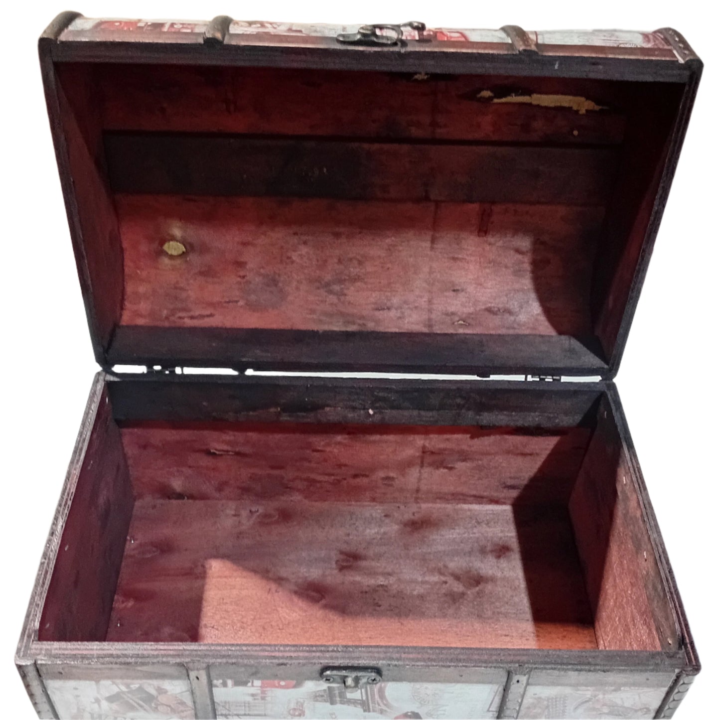Extra Large Wooden Chest With Travel Picture Design