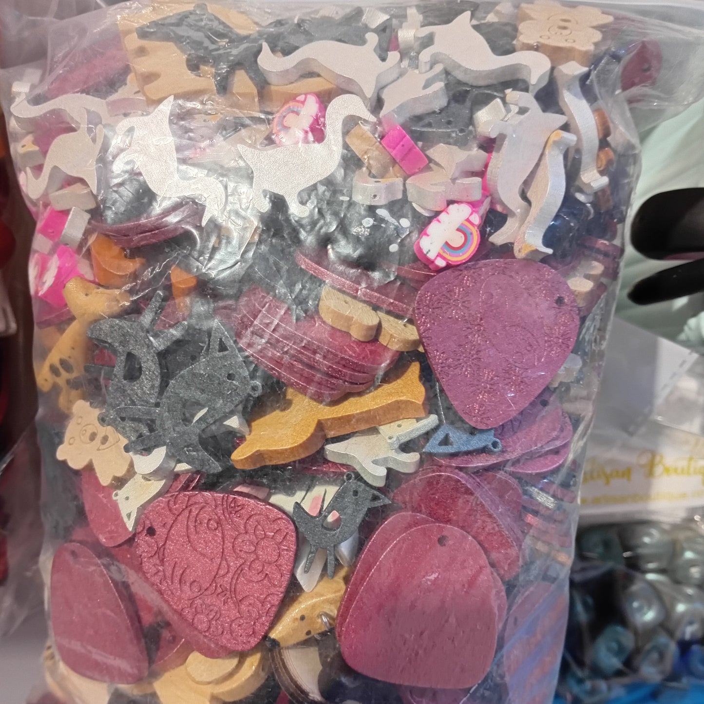 CLEARANCE! Large Pack Of Fun Wooden Buttons & Pendants