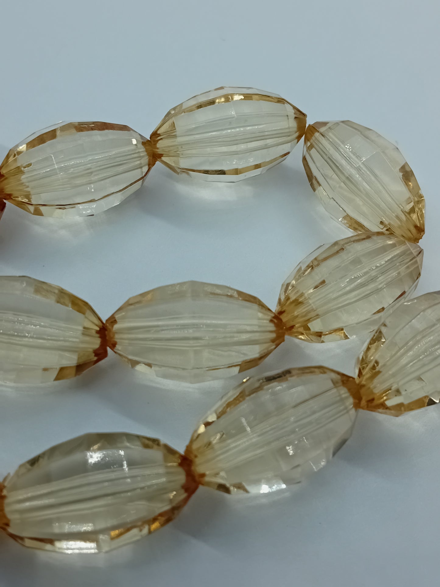 20mm Oval Light Brown Faceted Acrylic Beads