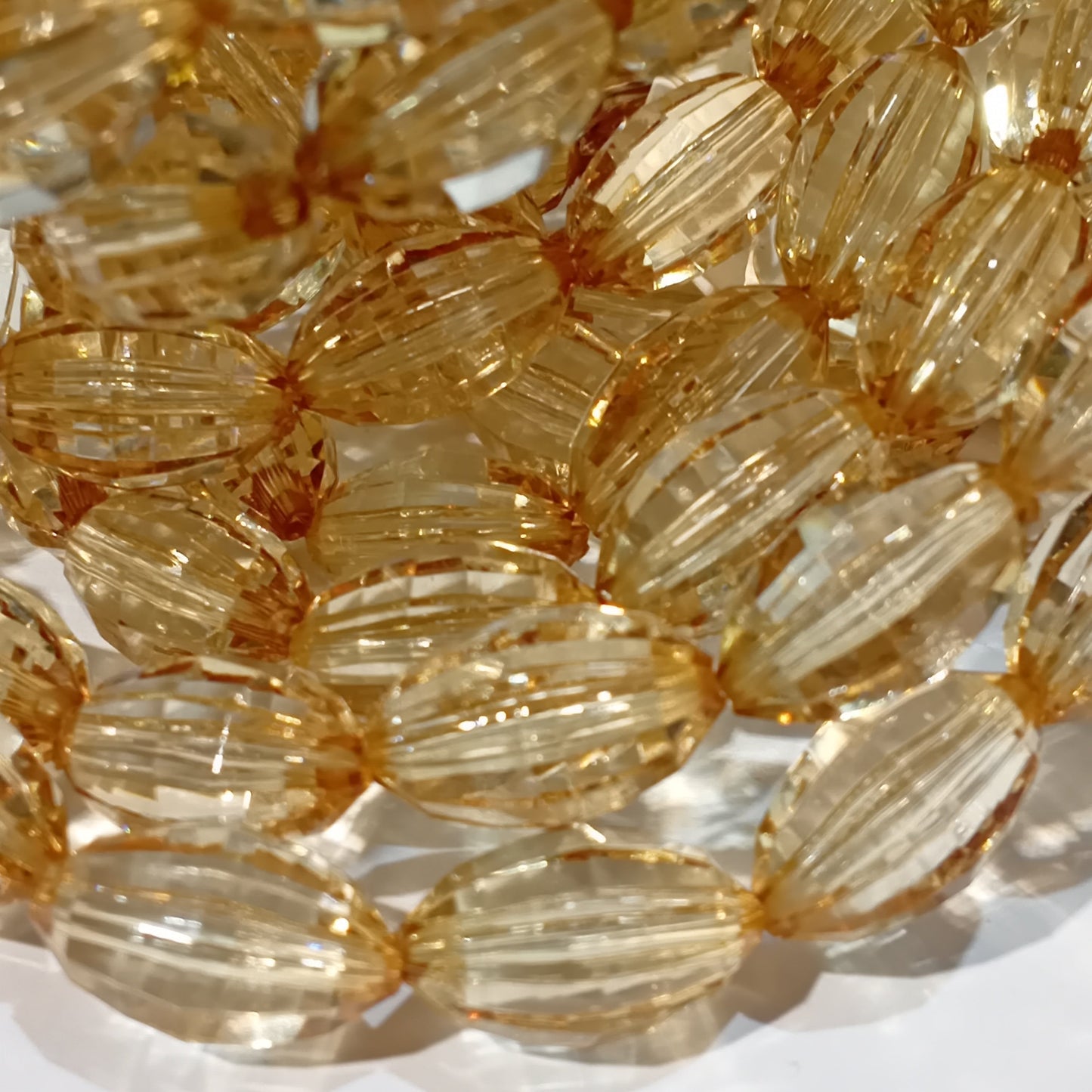 20mm Oval Light Brown Faceted Acrylic Beads