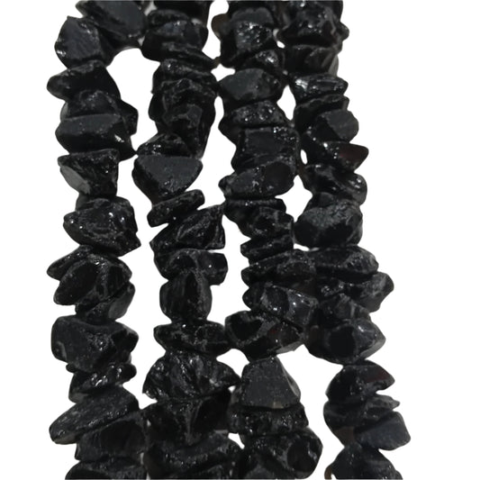 Large Rough Black Tourmaline Chip Beads