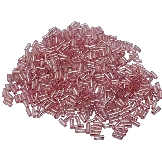 15g 4/0 5mm Pink Bugle Beads