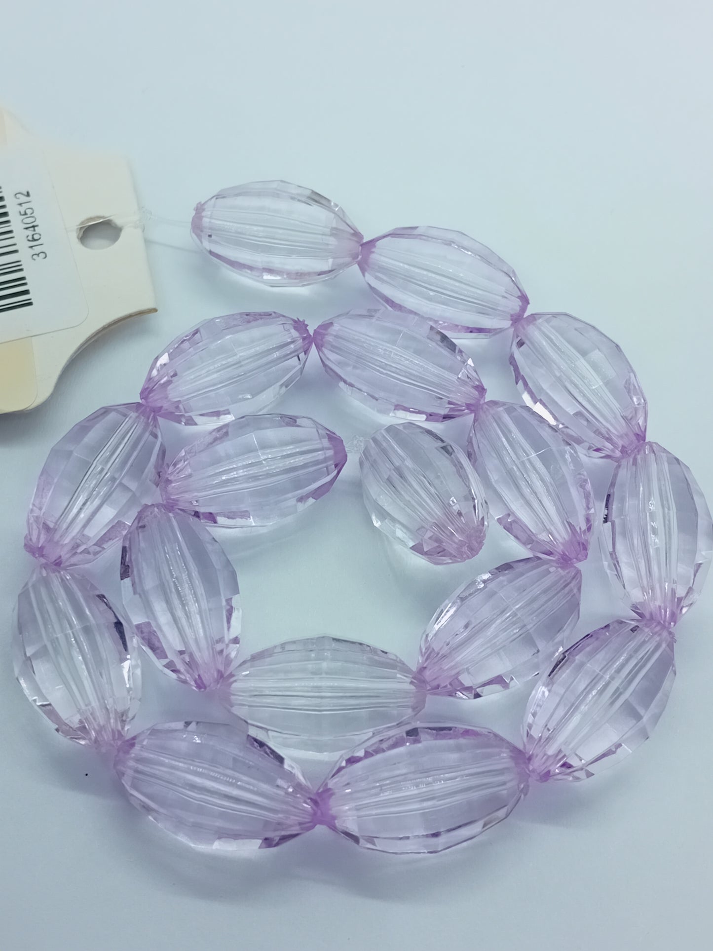 20mm Oval Light Purple Faceted Acrylic Beads