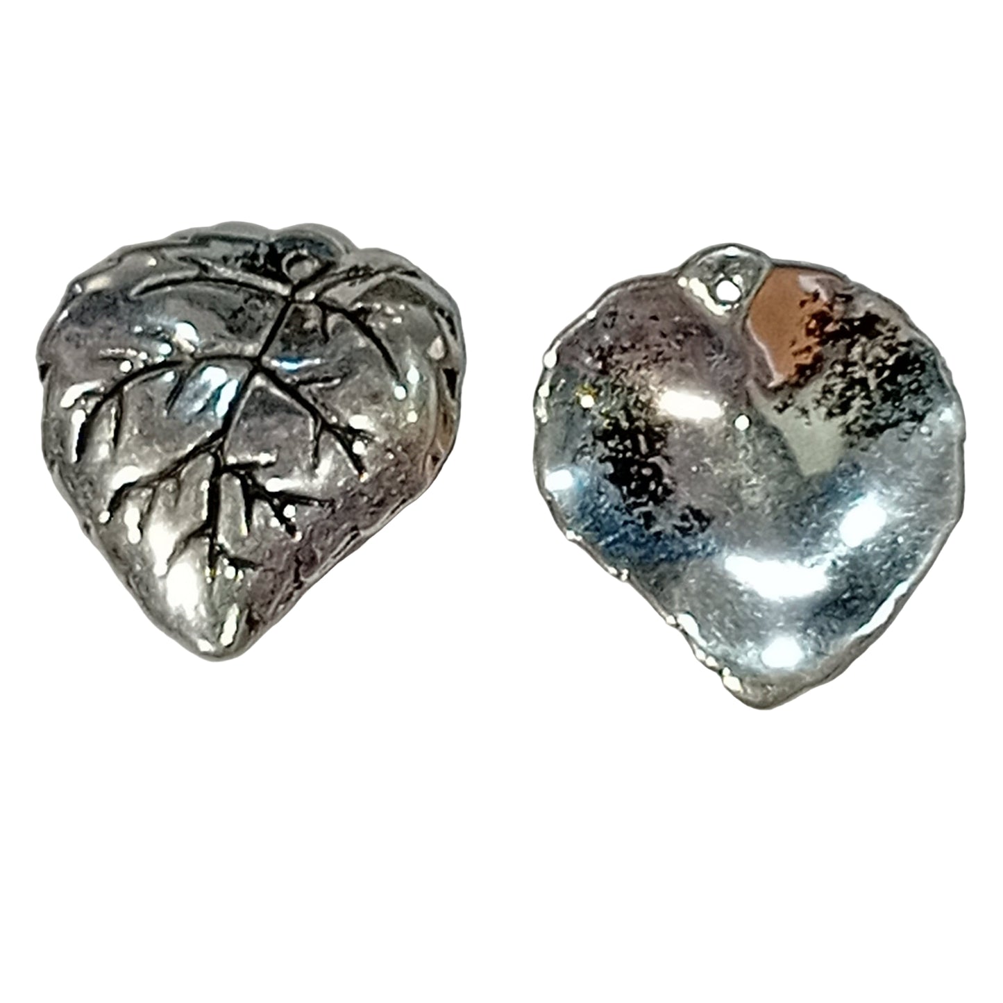 10pc 25mm Antique Silver Leaf Acrylic Beads