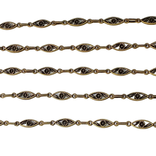 1m Bronze Fancy Link Chain With Roses