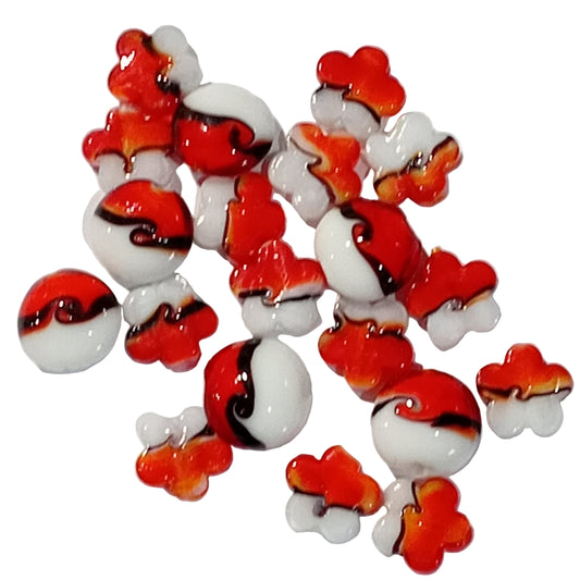 20pc Pokémon Ball Inspired Lampwork Bead Pack