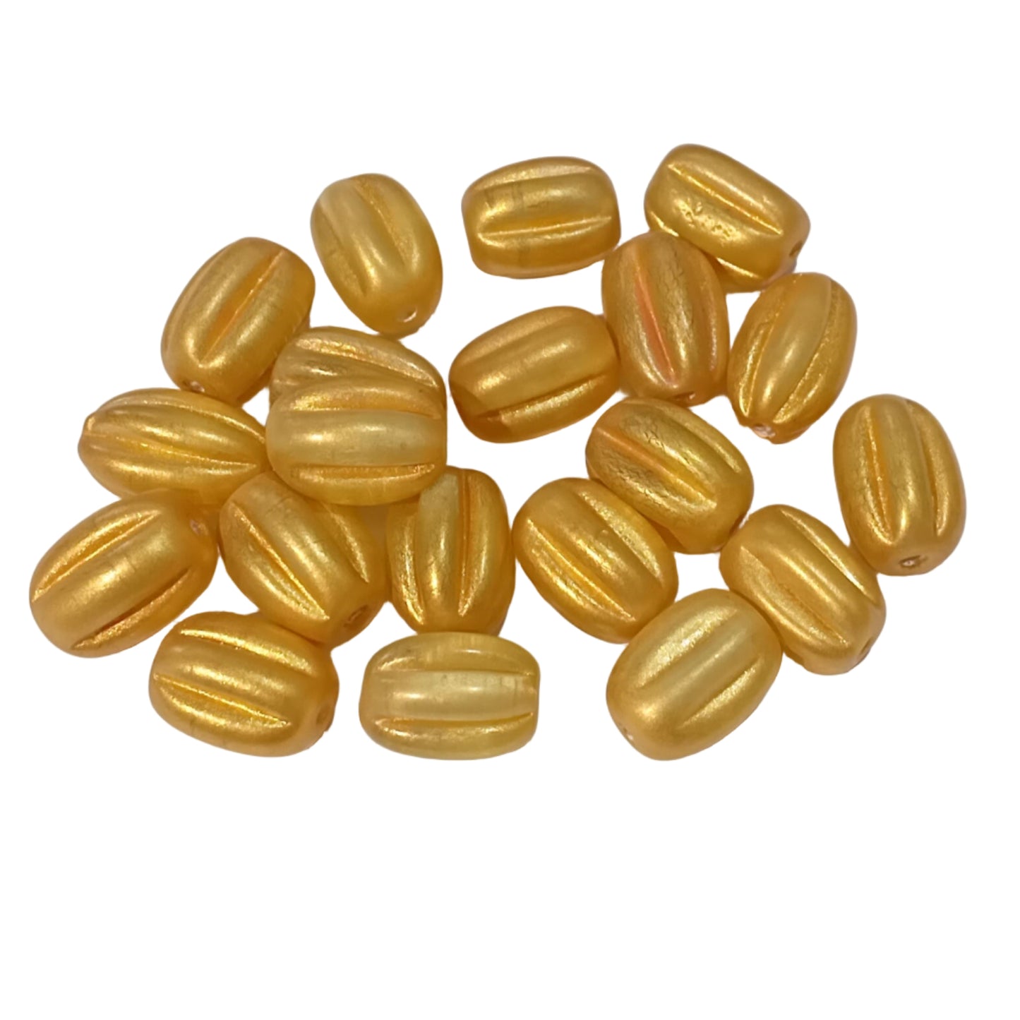 20pc Large Metallic Gold Oval Glass Beads