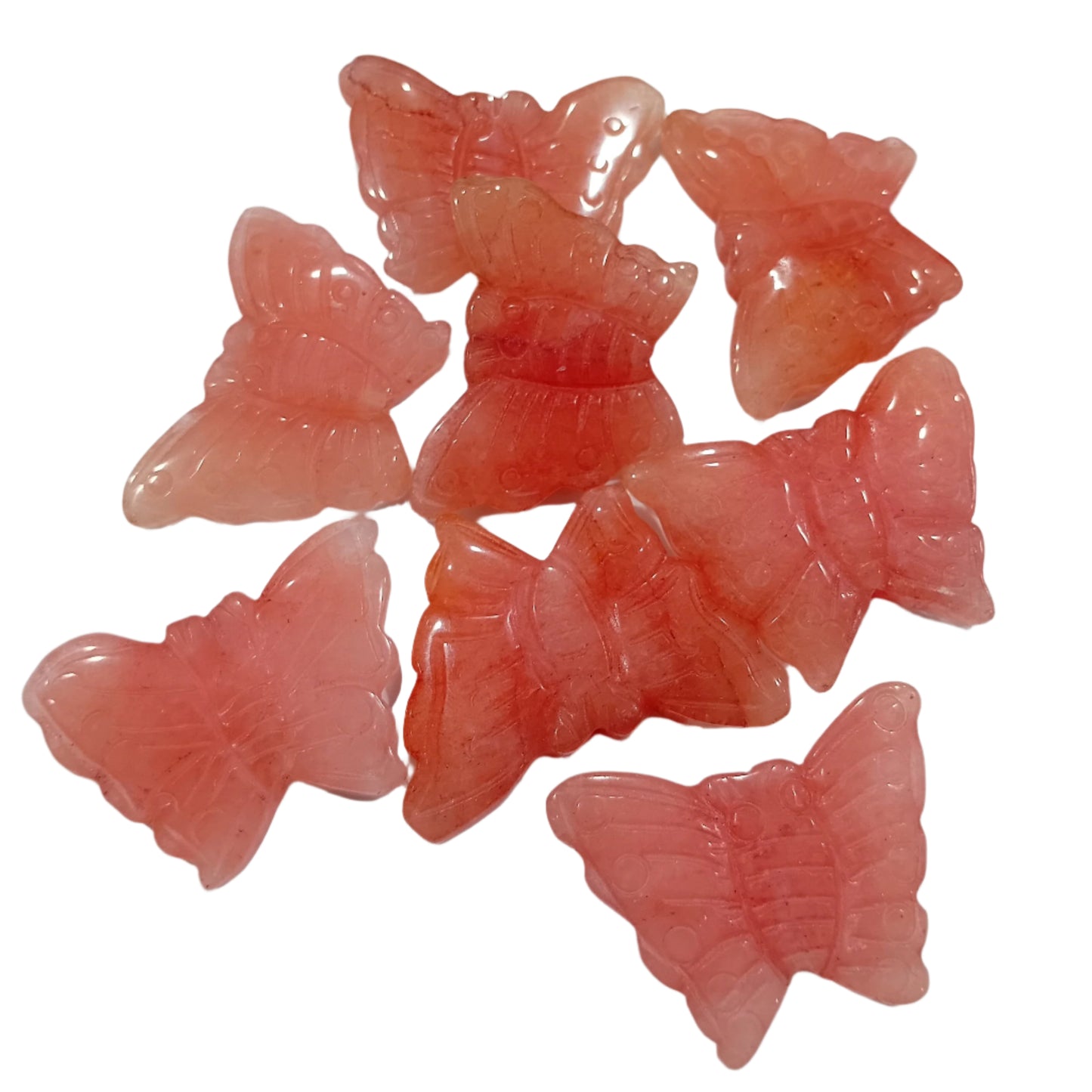 Cherry Quartz Butterfly Bead