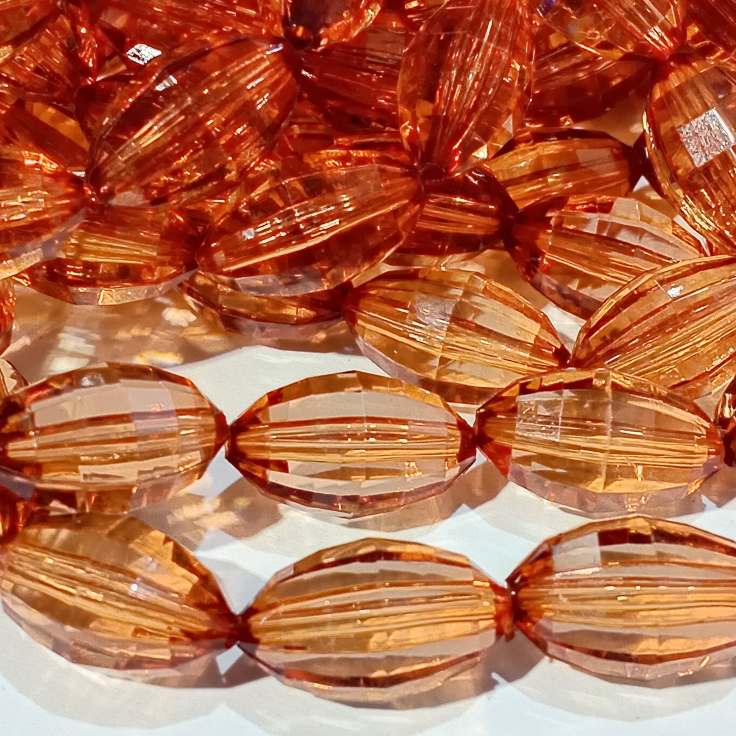 20mm Oval Dark Brown Faceted Acrylic Beads