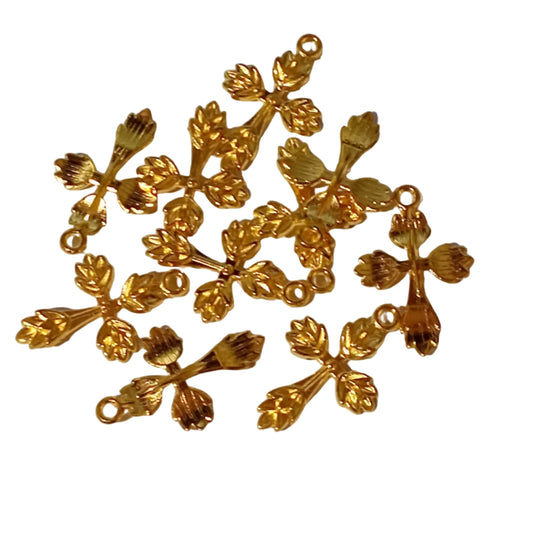 10pc Gold Cross Charms