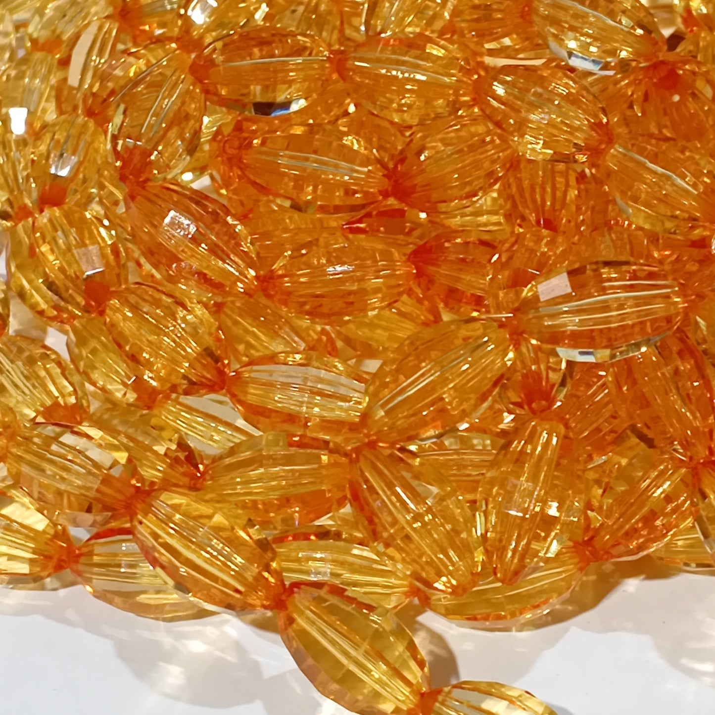 20mm Oval Dark Orange Faceted Acrylic Beads