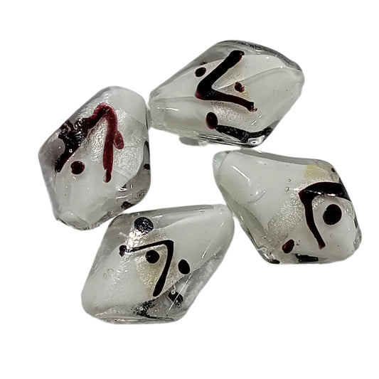 4pc Large Diamond Shaped Lampwork Beads