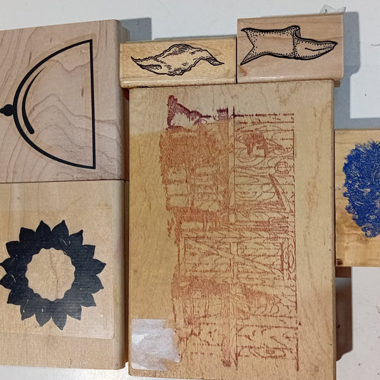 CLEARANCE! 6pc Wooden Rubber Stamp Pack