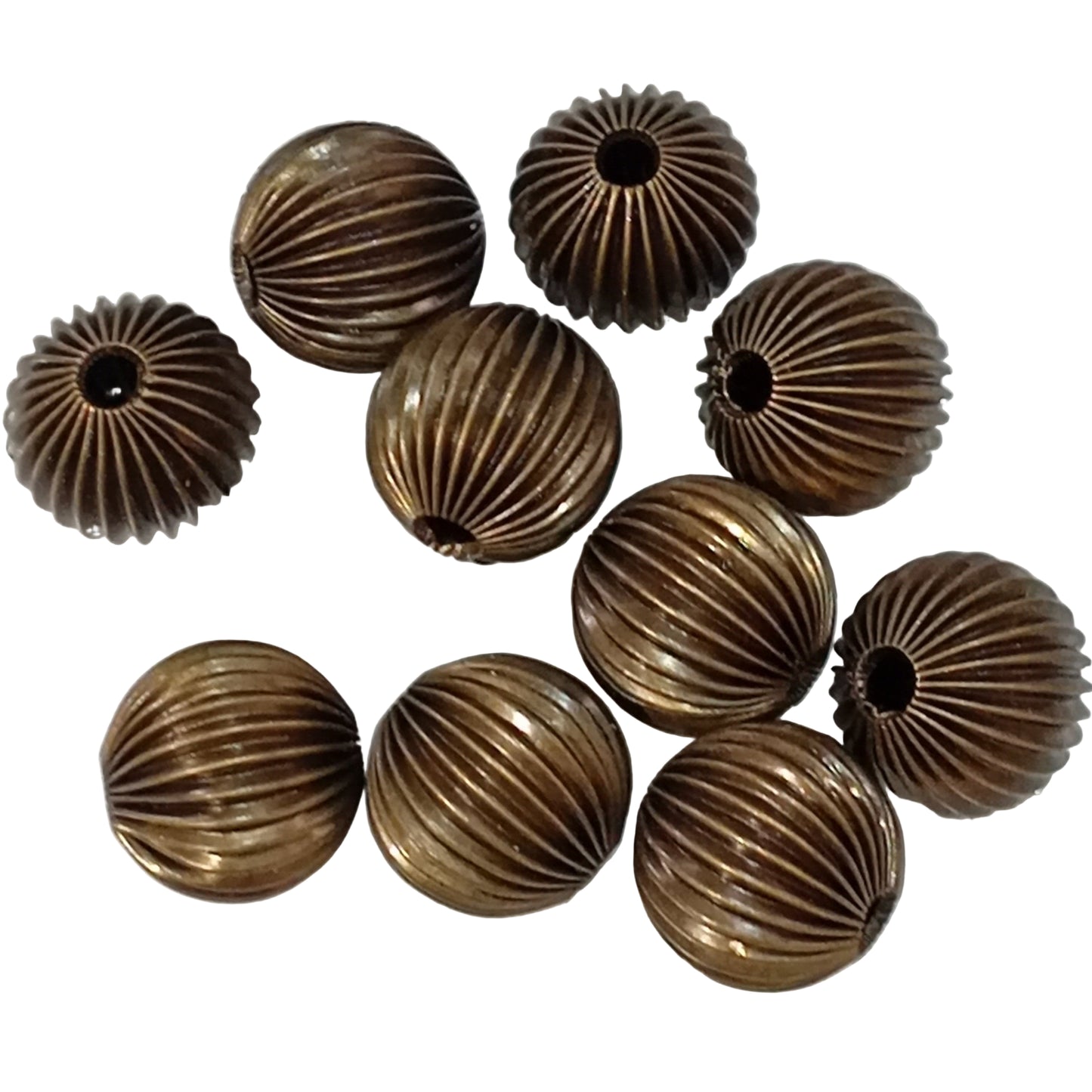 10pc 16mm Dark Gold Round Fluted Beads