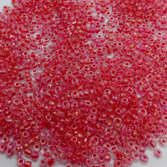 15g 11/0 2mm Pink Lined Seed Beads