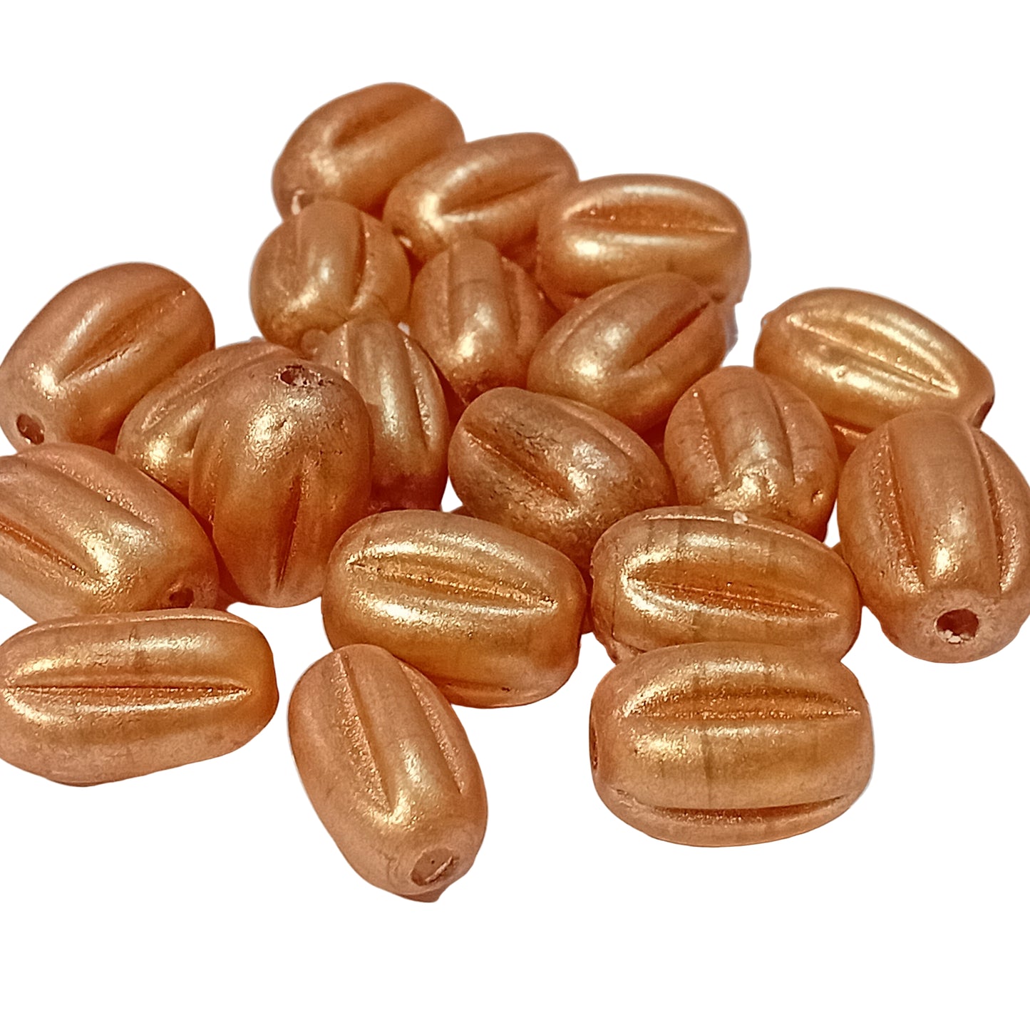 20pc Large Metallic Bronze Oval Glass Beads