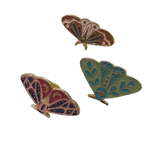 Trio Of Brass Butterfly Pins
