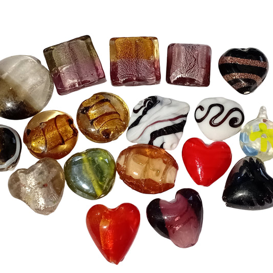 SALE! 18pc Mixed Color & Shape Lampwork Beads