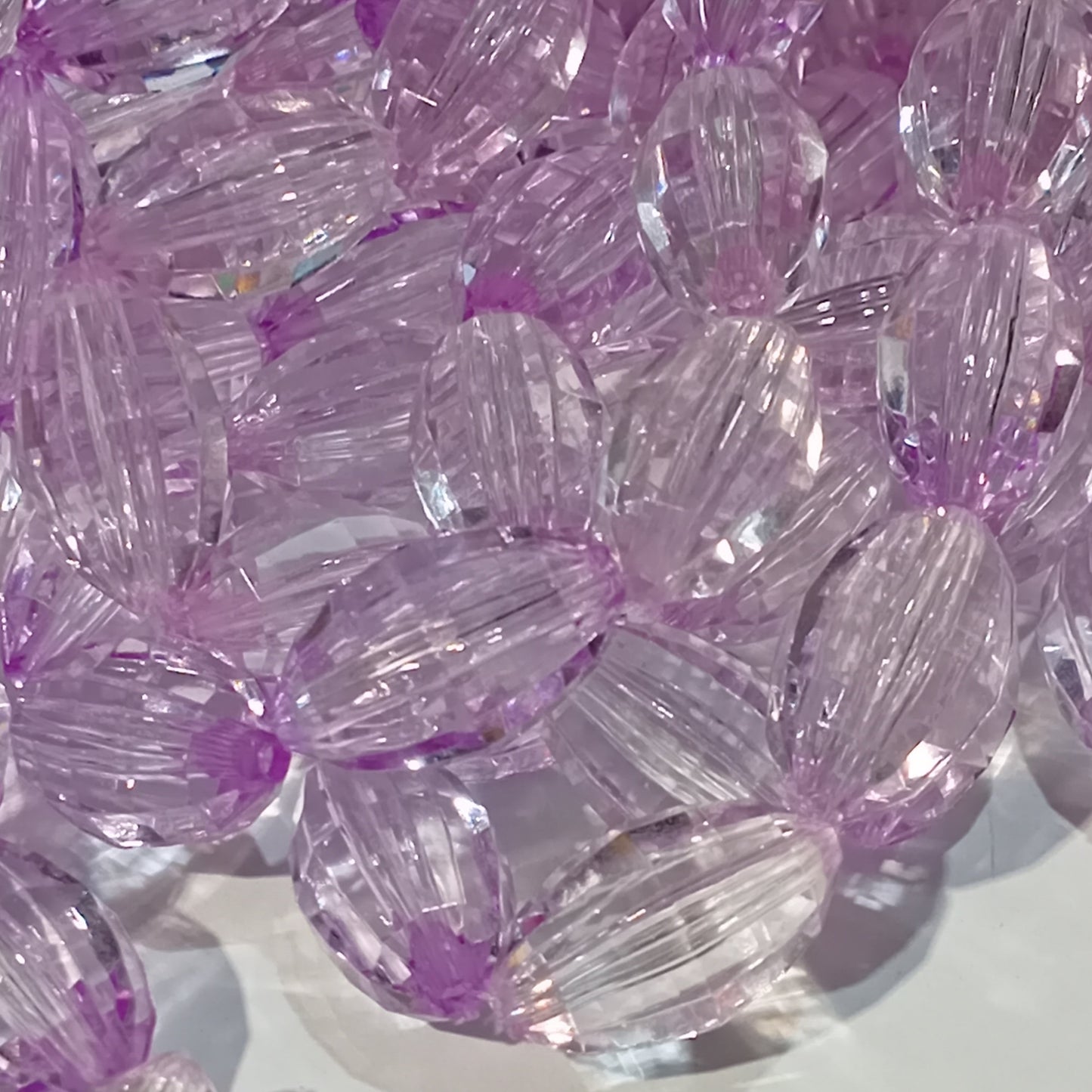 20mm Oval Light Purple Faceted Acrylic Beads