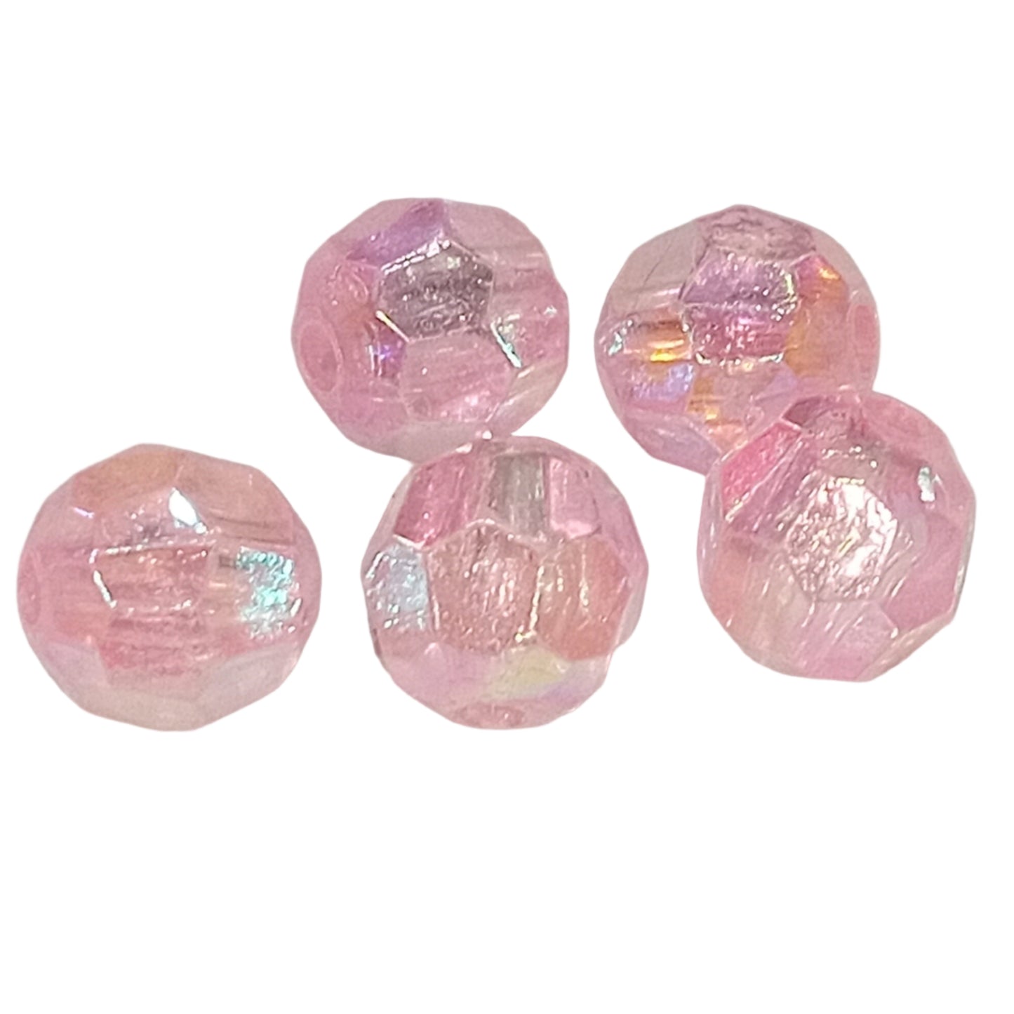 50g 8mm Pink Acrylic Faceted AB Beads