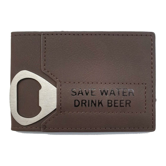 Men's Wallet & Bottle Opener - 'Save Water Drink Beer'