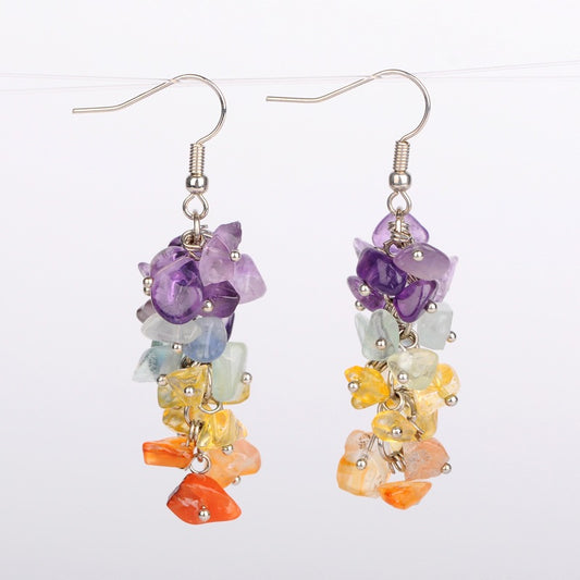 Chakra Gemstone Cluster Earrings