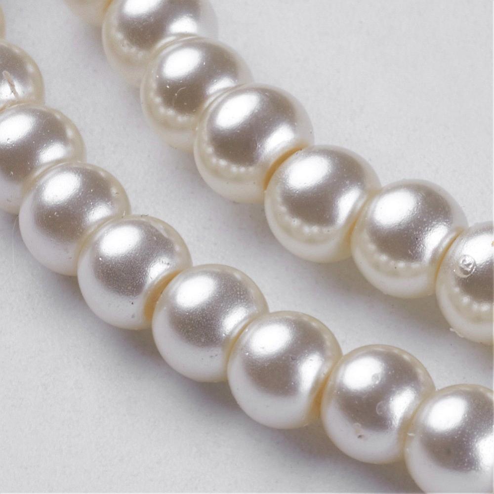 4mm Creamy White Glass Pearls Strand