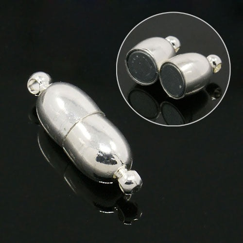 2 Sets Silver Oval Magnetic Clasps