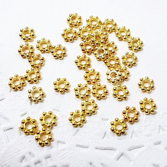 100pc 5mm Gold Daisy Spacers