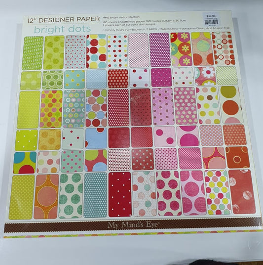 12" Designer Paper Pad - Bright Dots - 180 Sheets