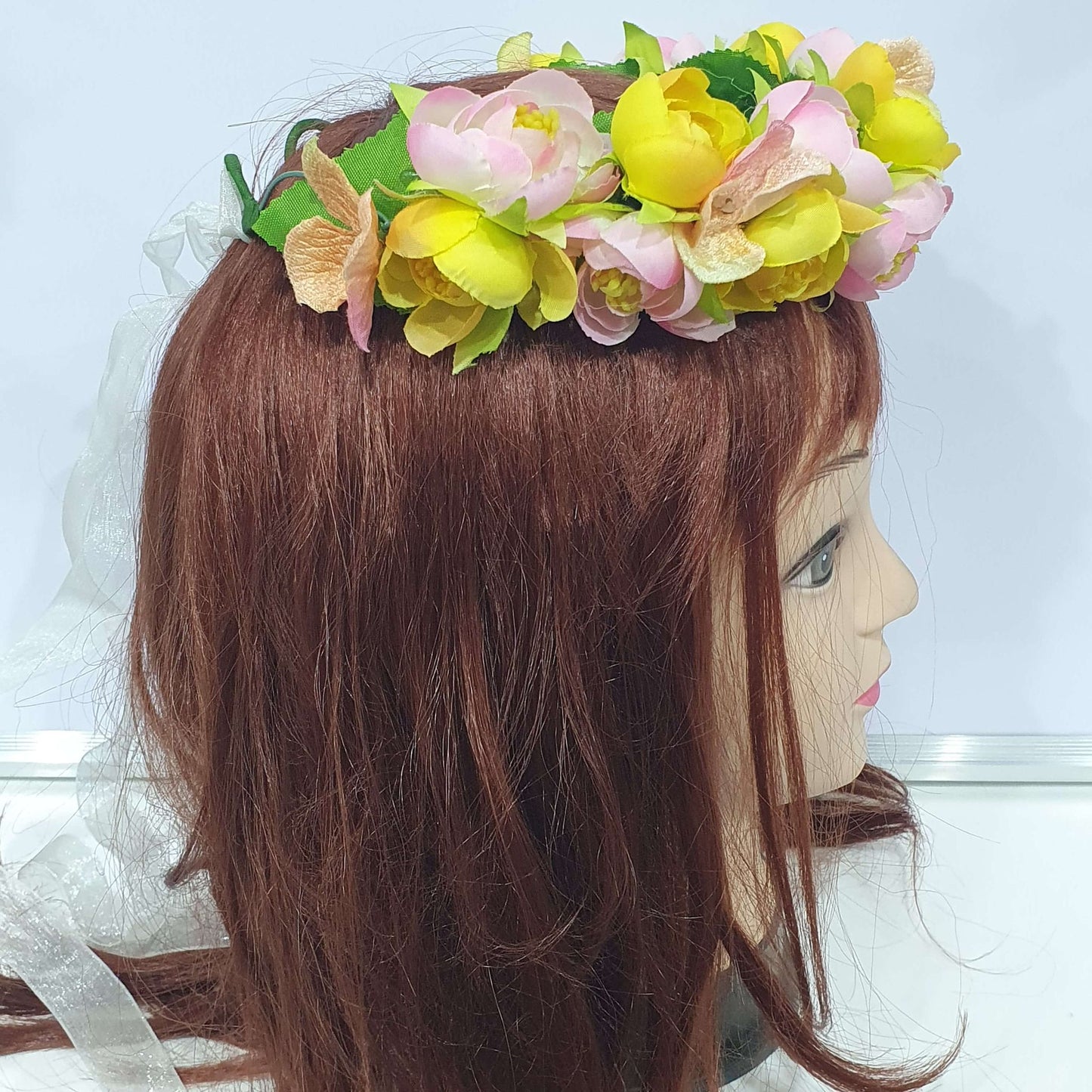 Yellow and Pink Floral Hair Crown