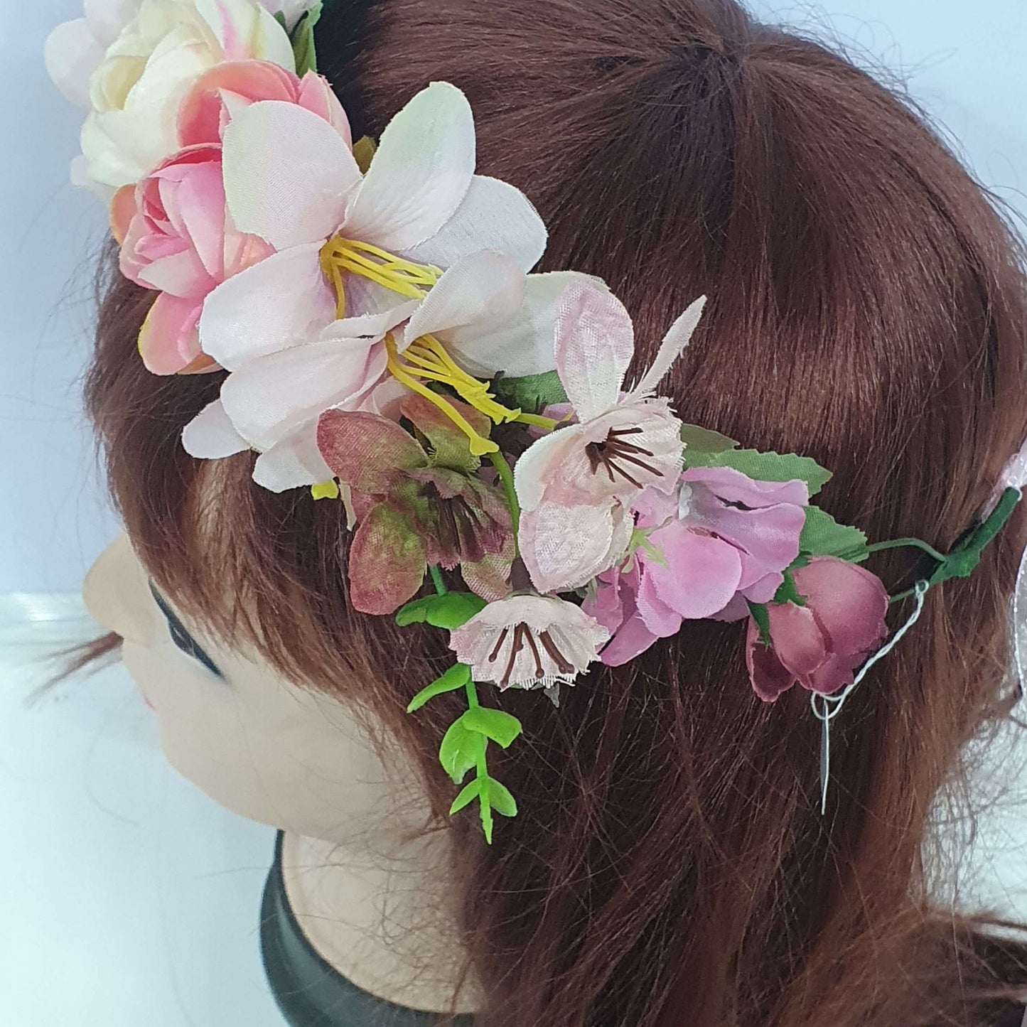 Pink Floral Hair Crown