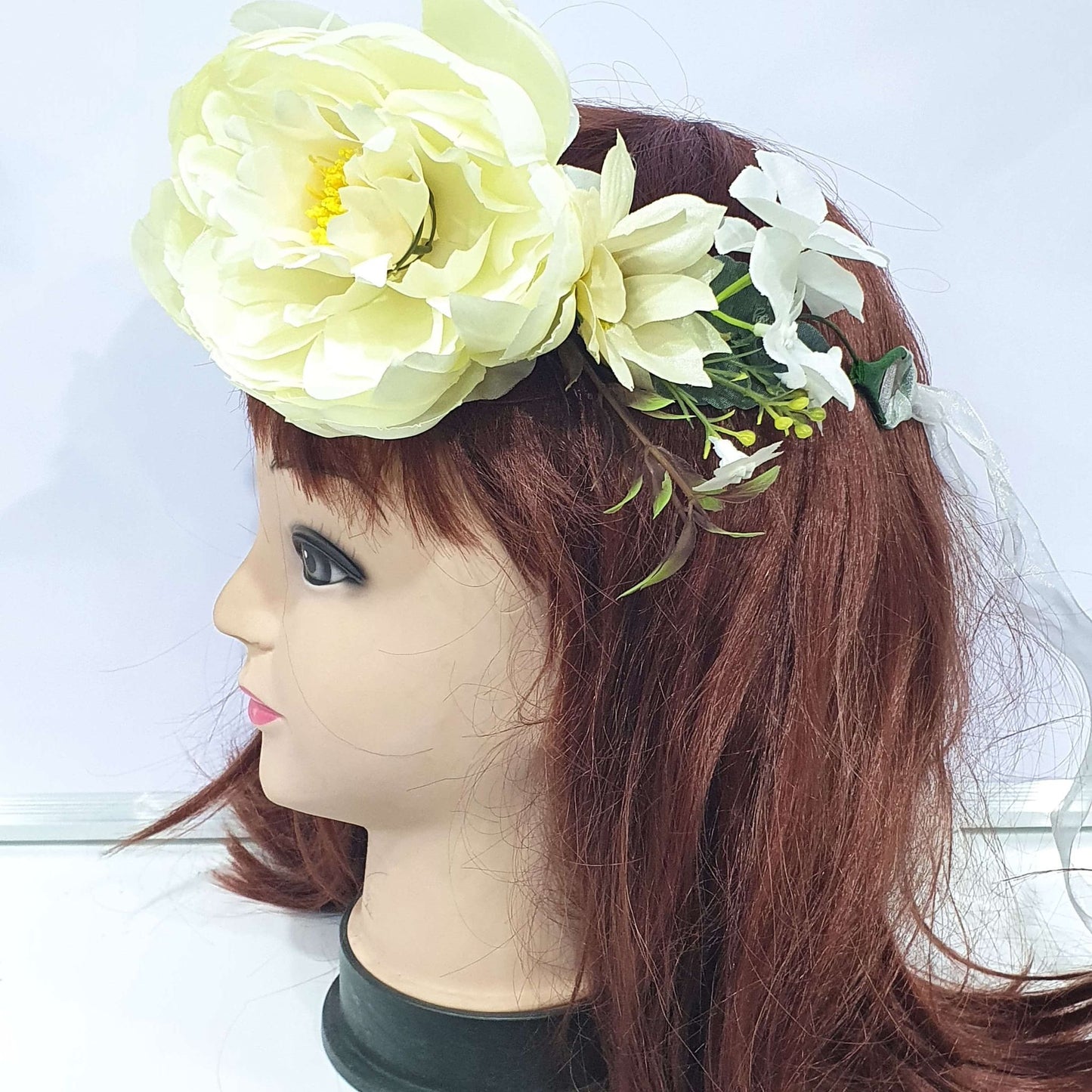 Huge White Statement Floral Hair Crown