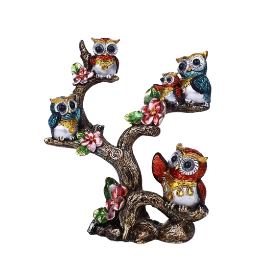 Family of 5 Owl Figurine