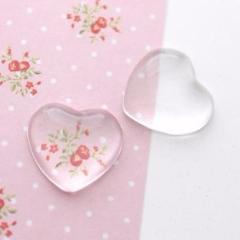 5pc 18mm Glass Heart Cabochon