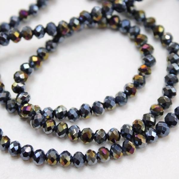 Black Electroplated Crystal Rondelles