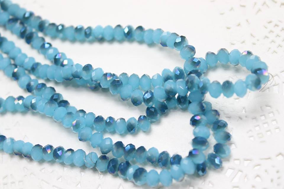Dual Blue Crystal Rondelles