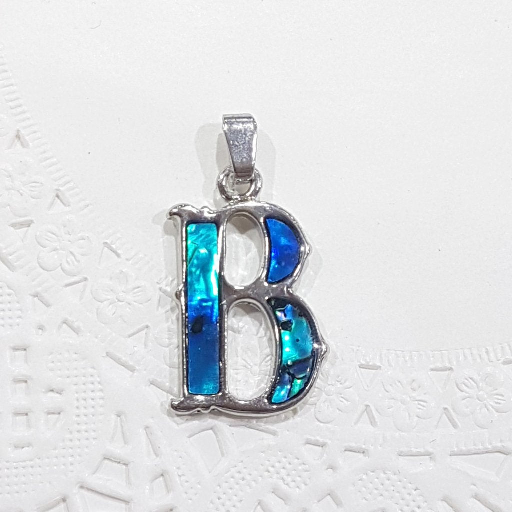 Letter B Paua Shell Pendant