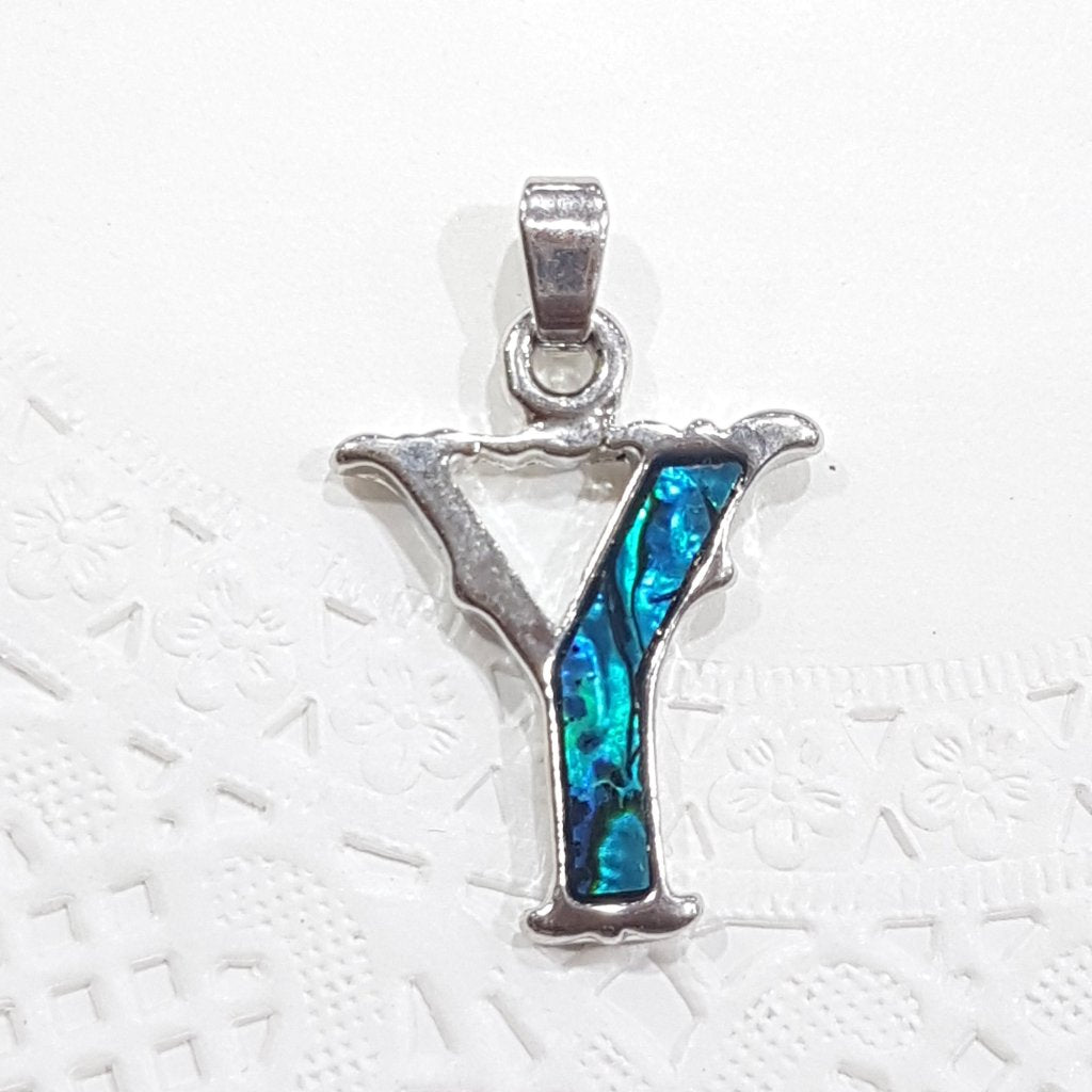 Letter Y Paua Shell Pendant
