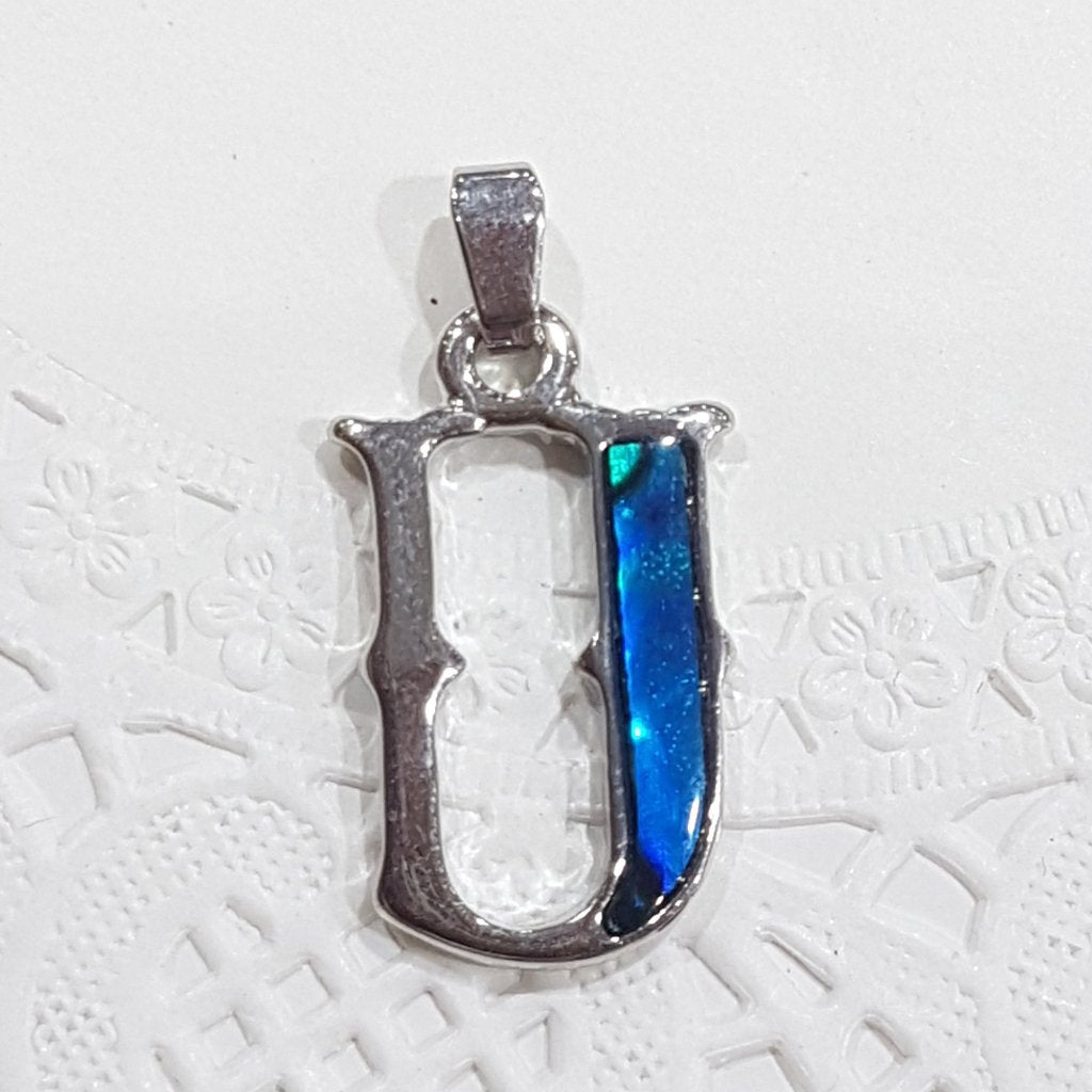 Letter U Paua Shell Pendant
